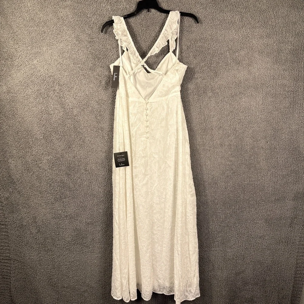 Lulus Dress‎ Womens Medium White Lace Ruffle Backyard Courthouse Beach Wedding